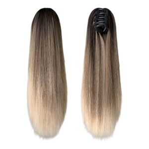 Ombre Brown and Blonde Hair Extension Ponytail Claw